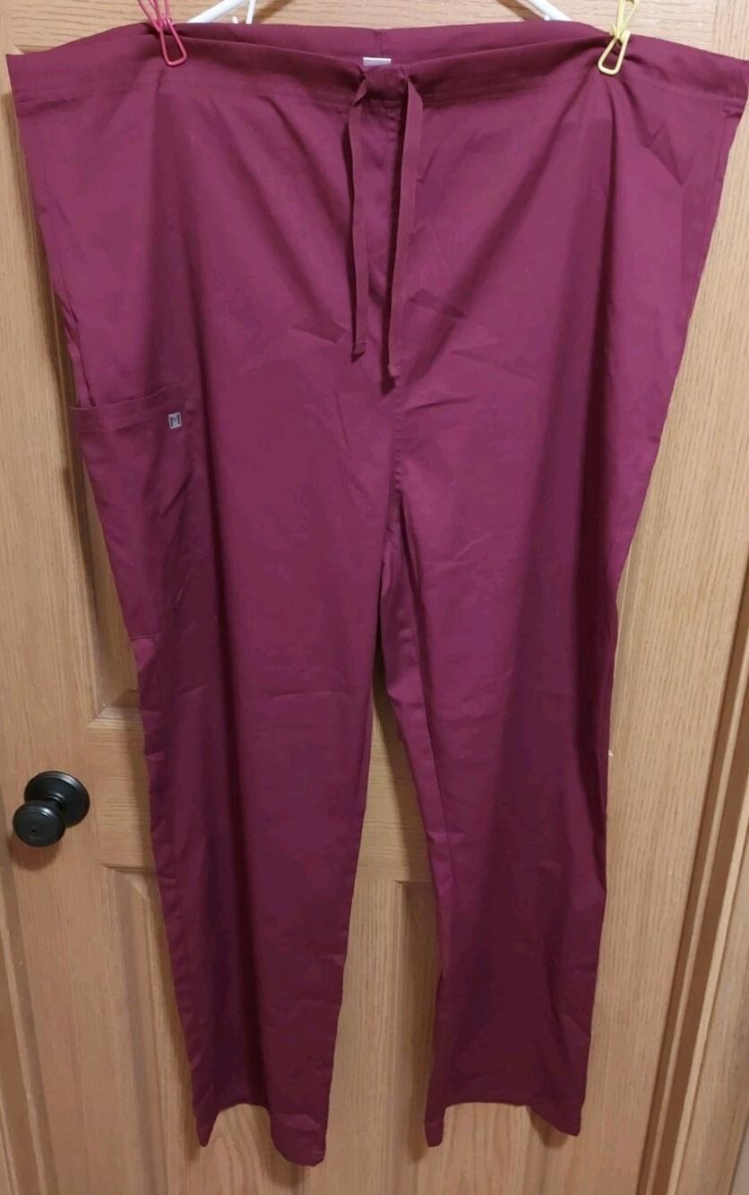 Maevn Scrub Pants Bottoms Size XL Men Women Wine Burgundy Medical Uniform Scrubs